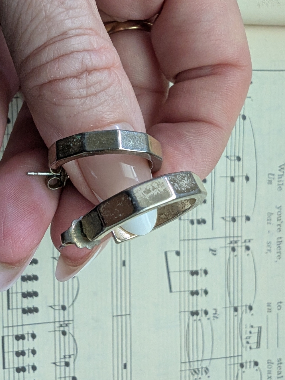Textured Silver-Tone Rectangular Panel Hoop Earrings